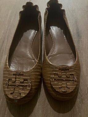 Tory Burch Reva Patent Lizard Ballet Flats